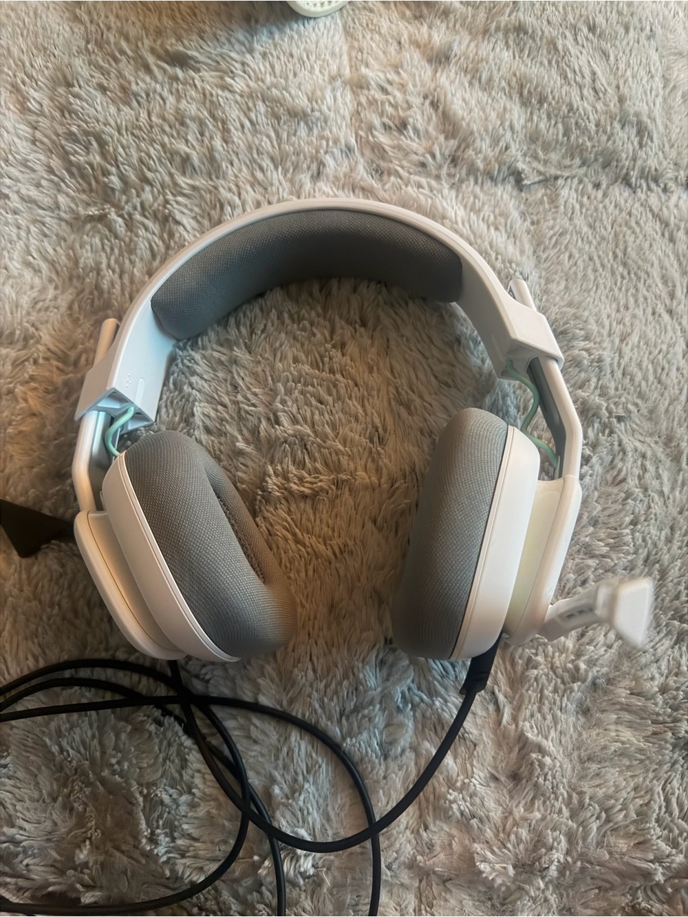 White and Gray Wired Gaming Headset with Built-In Microphone